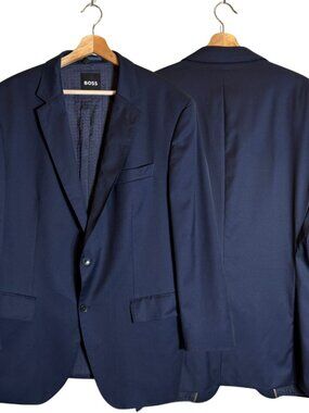Boss Hugo Boss Wool Sport Coat Dinner Jacket Blazer Men's 48R Blue Career Formal